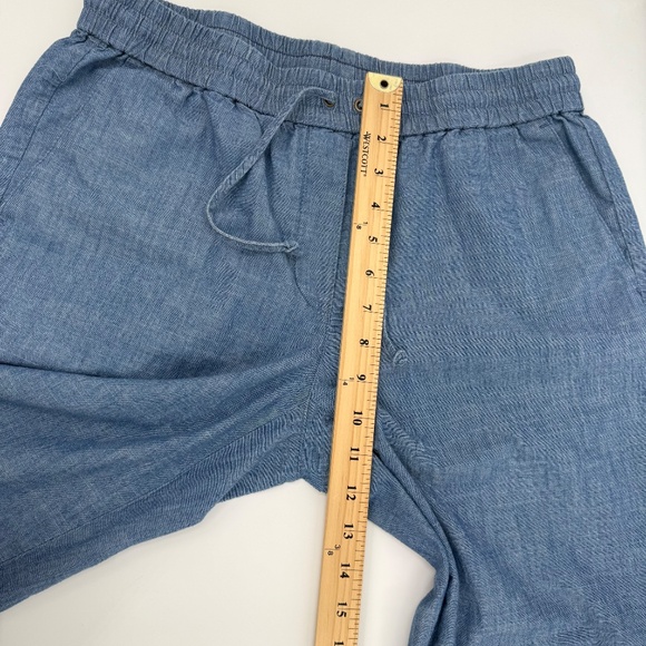 J Crew Pants Women 8 Blue Chambray Drawstring Cotton Tapered Coastal Lagenlook - Picture 8 of 11